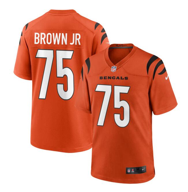 Men's Cincinnati Bengals #75 Orlando Brown Jr. Orange Stitched Game Jersey Men's Cincinnati Bengals #75 Orlando Brown Jr. Orange Stitched Game Jersey
